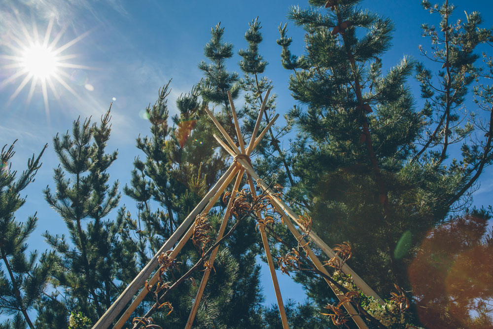 Top of naked mini tipi arbor - tipi wooden frame without covering for wedding by Gather and Gold