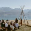 Tipi hire near me handmade ceremony arbour alter near lake in Queenstown