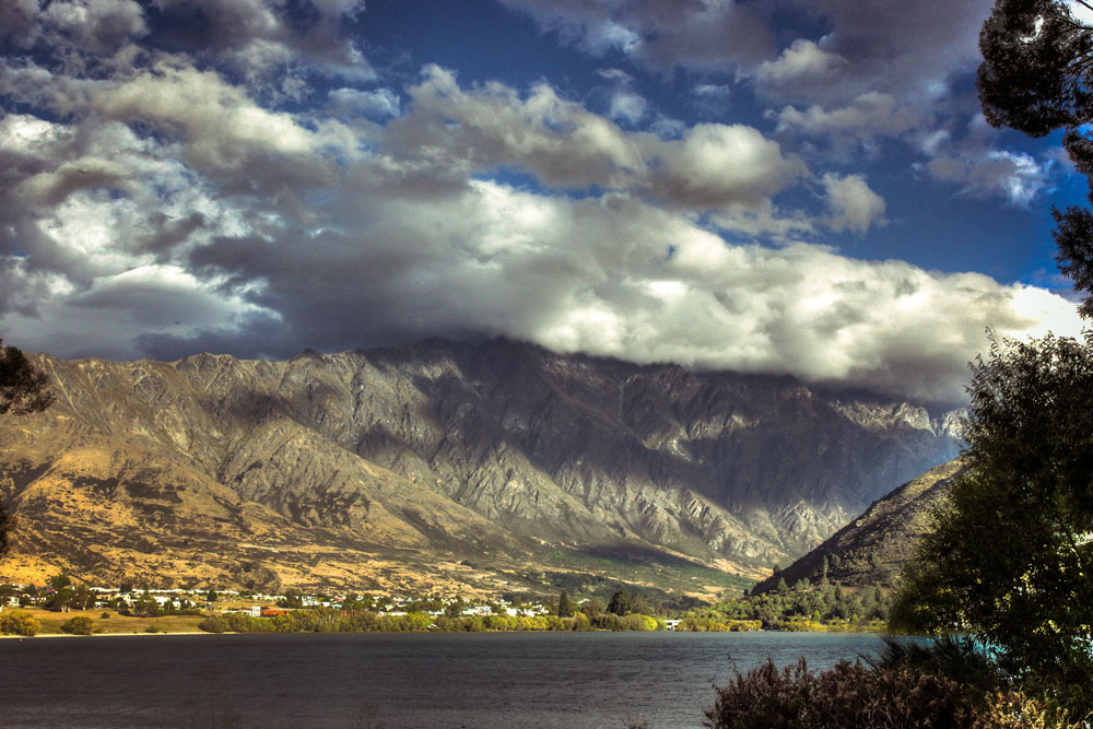 Gather and Gold tipi hire - view of the Remarkables with clouds behind
