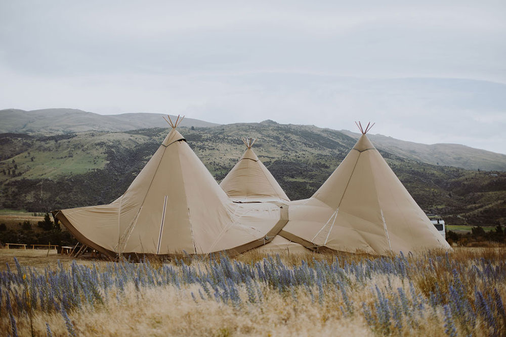 Tipi vs Marquee: Which is right for me? Three Nordic tipis set up in the landscape of the South Island New Zealand